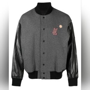 Helmut Lang Gray and Black Bomber Jacket